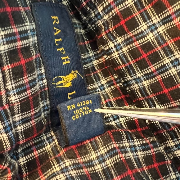 Ralph Lauren Red Blue Black Checkered 100% Cotton Shirt Black Pony Sz Medium - Picture 4 of 12